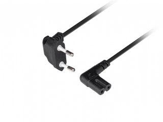 Kabel zasilający EURO (radiowy) CEE 7/16- IEC 320 C7 1.8m kątowy VDE czarny