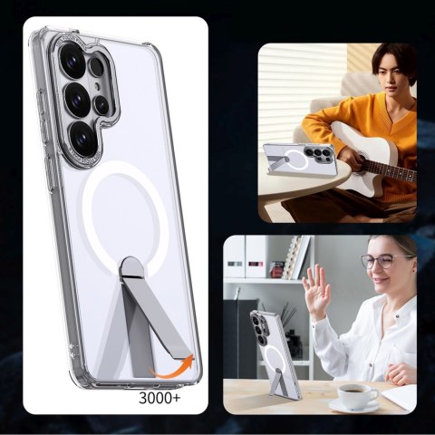 Etui pokrowiec na Samsung Galaxy S26 Ultra z podstawką Hybrid Armor X MagSafe - przezroczysty