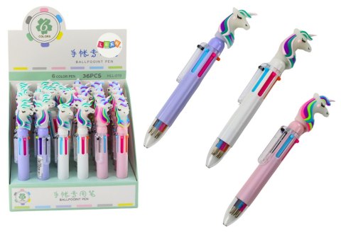 Wielokolorowy Długopis Jednorożec Automatyczny 6 Kolorów Mix LEAN TOYS
