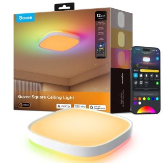 Govee Kwadratowa inteligentna lampa sufitowa 12 cali RGBWW + RGBIC H80A4