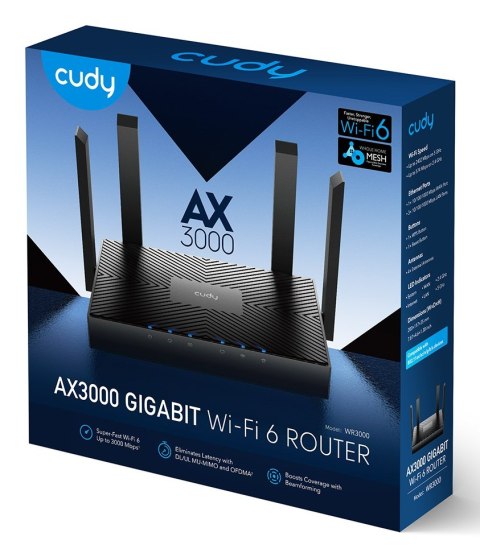 Router CUDY WR3000 LAN Gigabit AX3000 WiFi 6 Mesh