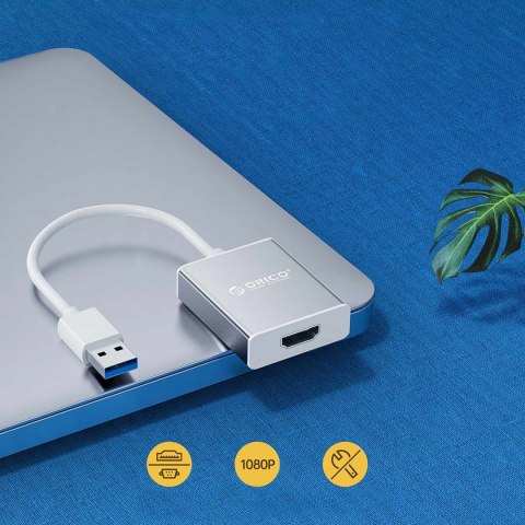 Adapter przejściówka USB-A - HDMI - srebrna
