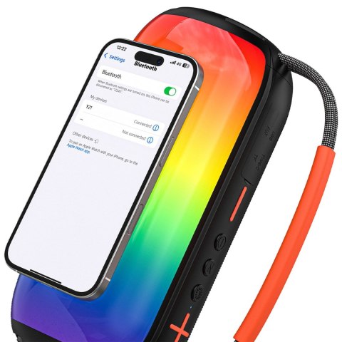 Głośnik bezprzewodowy podświetlany z uchwytem RGB Bluetooth - czarny
