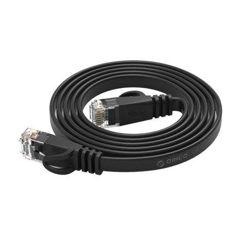Kabel sieciowy internetowy Ethernet CAT7 10Gbps RJ45 LAN płaski 10 m - czarny