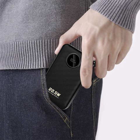 Powerbank 20000mAh USB-C USB-A z wbudowanymi kablami iPhone Lightning USB-C - czarny