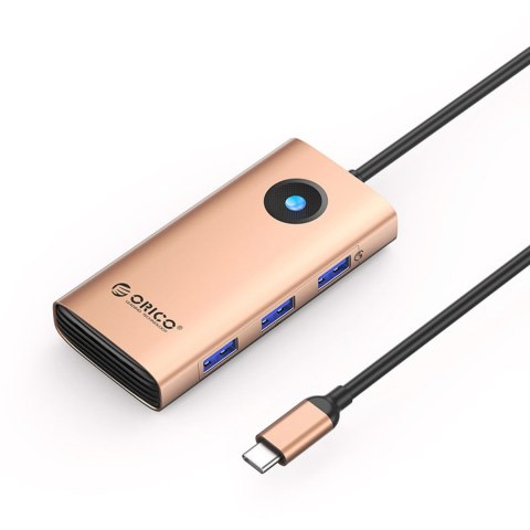 Stacja dokująca 6w1 USB-C - USB-A USB-C HDMI PD 100 W 4K 30Hz - różowo złota