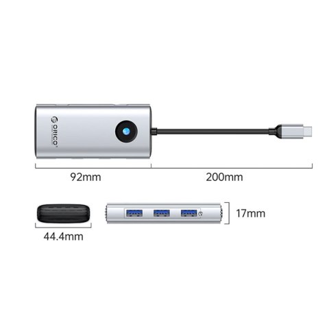 Stacja dokująca 6w1 USB-C - USB-A USB-C HDMI RJ45 PD 100 W 4K 30Hz 2.5G - srebrna