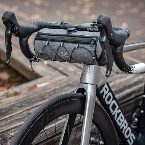 Torba rowerowa wałek na kierownicę wodoodporna 1.5 l - szara
