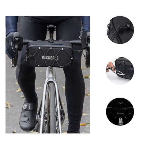 Torba sakwa rowerowa na kierownicę wodoodporna 1.9 l - czarna