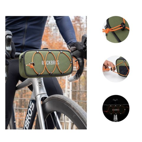 Torba sakwa rowerowa na kierownicę wodoodporna 1.9 l - zielona
