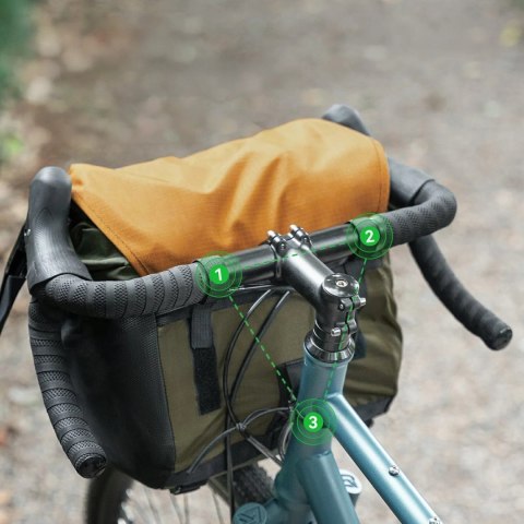 Torba sakwa rowerowa na kierownicę wodoodporna 13.5-24L - zielono-pomarańczowa