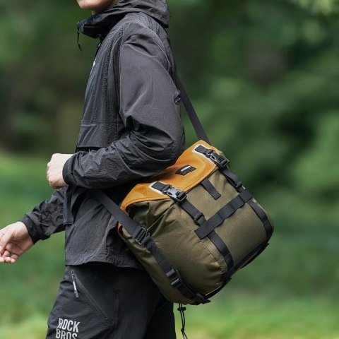 Torba sakwa rowerowa na kierownicę wodoodporna 13.5-24L - zielono-pomarańczowa