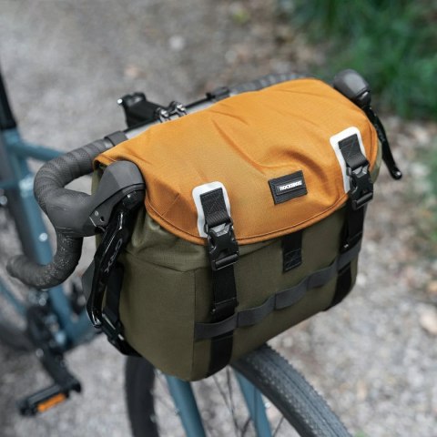 Torba sakwa rowerowa na kierownicę wodoodporna 13.5-24L - zielono-pomarańczowa