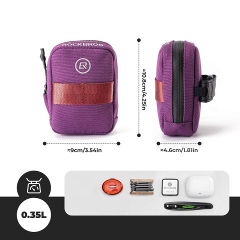 Torba rowerowa podsiodłowa 0.35 l - fioletowa