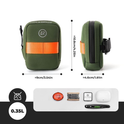 Torba rowerowa podsiodłowa 0.35 l - zielona
