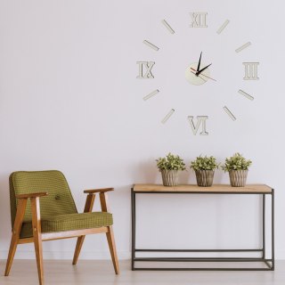 Zegar Ścienny naklejany DIY 3D regulowany rzymski srebrny 130cm Kik Sp. z o. o. Sp. k.