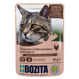 BOZITA Mięsne kawałki w galarecie z wątróbką z kurczaka - saszetka dla kota - 85g