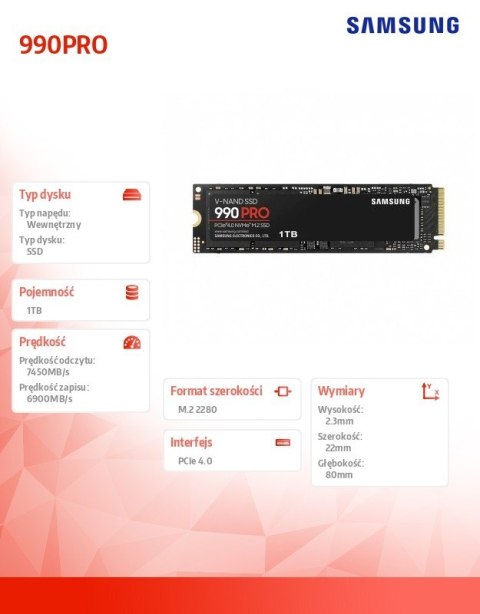 Dysk SSD 990PRO 1TB Gen4.0x4 NVMeMZ-V9P1T0BW