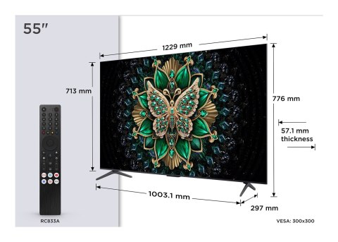 Telewizor TCL 55C6K QD-Mini LED 55" 4K Ultra HD Google TV Dolby Atmos DVB-T2 Metaliczny (OUTLET)