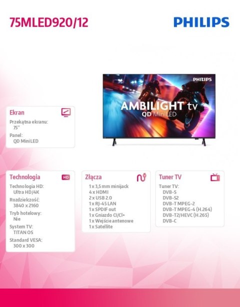 Telewizor 75 cali QD MiniLED 75MLED920/12
