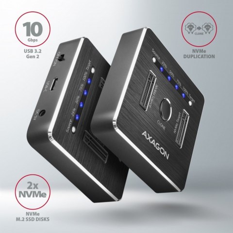 ADSA-M2C ALU Stacja dokująca, USB-C 3.2 Gen 2 - 2x M.2 NVMe SSD CLONE MASTER
