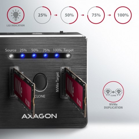ADSA-M2C ALU Stacja dokująca, USB-C 3.2 Gen 2 - 2x M.2 NVMe SSD CLONE MASTER