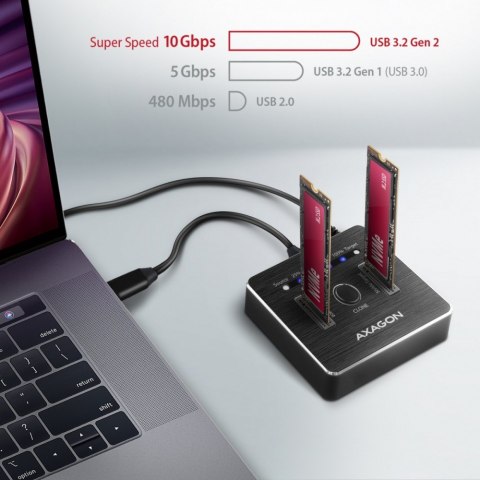 ADSA-M2C ALU Stacja dokująca, USB-C 3.2 Gen 2 - 2x M.2 NVMe SSD CLONE MASTER