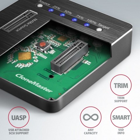 ADSA-M2C ALU Stacja dokująca, USB-C 3.2 Gen 2 - 2x M.2 NVMe SSD CLONE MASTER