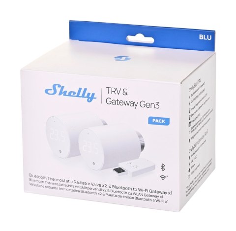 Inteligentna głowica termostatyczna Shelly TRV WiFi/Bluetooth, 2 sztuki