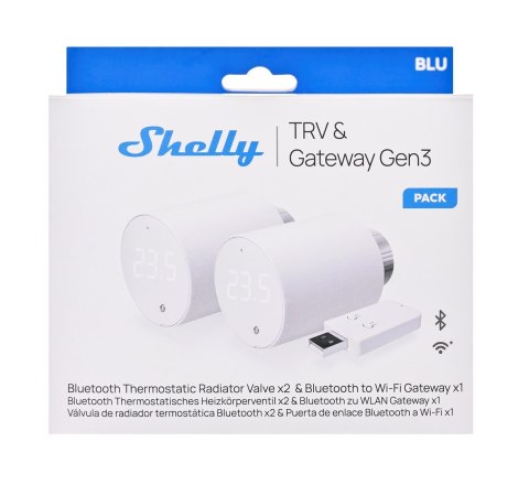 Inteligentna głowica termostatyczna Shelly TRV WiFi/Bluetooth, 2 sztuki