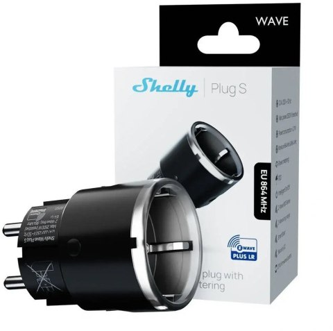 Inteligentne gniazdko Z-Wave Shelly Wave Plug S LR, Czarny