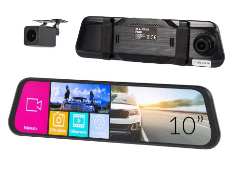BLOW REJESTRATOR VIDEO BLACKBOX DVR F610 LUSTERKO EKRAN 10" + KAMERA COFANIA