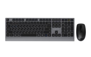 GEMBIRD BEZPRZEWODOWY ZESTAW KLAWIATURY + MYSZ DUAL MODE, 2.4 GHZ + BT, SLIM, UKŁAD RU, KOLOR CZARNY