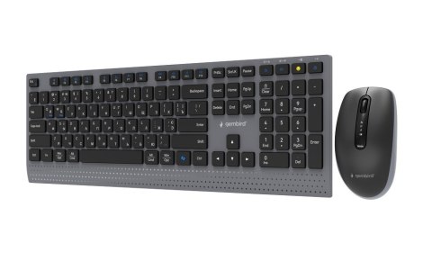 GEMBIRD BEZPRZEWODOWY ZESTAW KLAWIATURY + MYSZ DUAL MODE, 2.4 GHZ + BT, SLIM, UKŁAD RU, KOLOR CZARNY