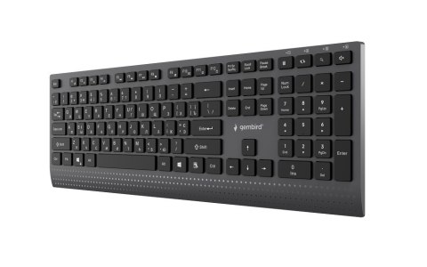 GEMBIRD PRZEWODOWA KLAWIATURA MULTIMEDIALNA SLIM USB-C, RU LAYOUT, CZARNA