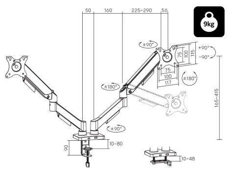 BLOW UCHWYT TV LCD HQ 17"-32" DO BIURKA Z PRZEGUBEM PODWÓJNY