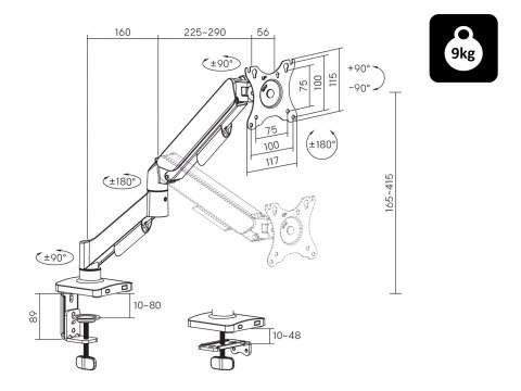 BLOW UCHWYT TV LCD HQ 17"-32" DO BIURKA Z PRZEGUBEM