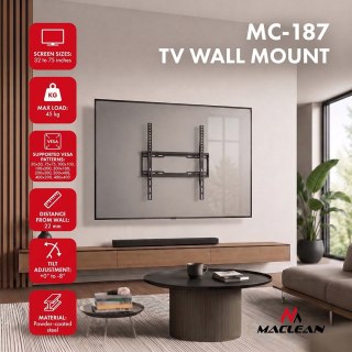 MACLEAN UCHWYT WIESZAK DO TV 32-75'' UCHWYT / WIESZAK DO TV MACLEAN, MAX VESA 400X400, 32-75", DO 45KG, CZARNY, REG. POCHYŁU