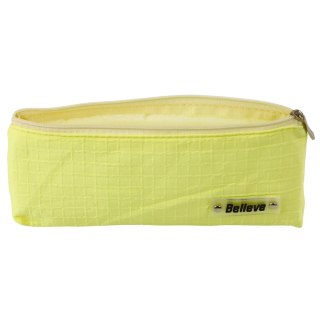Piórnik Szkolny Biurowy Jednokomorowy Tłoczona Kratka Żółty 21x9,5cm LEAN
