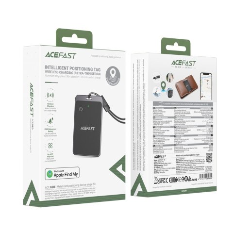 Lokalizator Bluetooth w formie karty kompatybilny z Apple Find My - szary