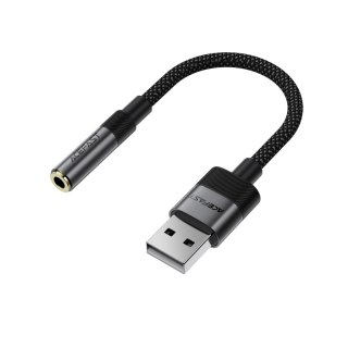 Adapter przejściówka USB-A - mini jack 3.5 mm - czarny
