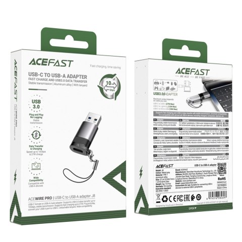 Adapter przejściówka USB-C - USB-A - szary