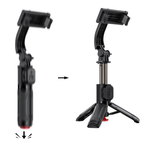 Selfie stick z automatycznym statywem i pilotem Bluetooth 63 cm - czarny