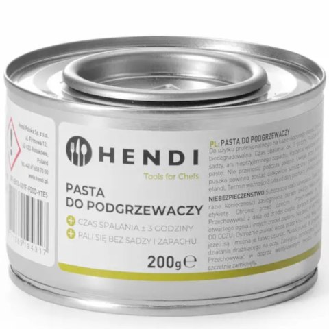 Pasta do podgrzewaczy potraw - etanol puszka 48 x 200g - Hendi 194546