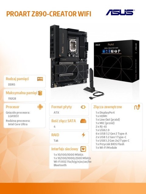Płyta główna PROART Z890 CREATOR WIFI