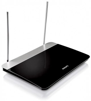 Antena wewnętrzna TV z regulacją wzmocnienia, przewód koncentryczny 1.8m, 75Ohm, 3G/4G, DVB-T/T2, zgodna z RED