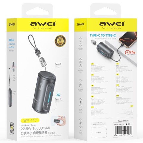 Powerbank 10000mAh 22,5W WP-117 2xUSB-C