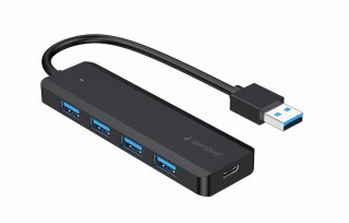 HUB 4-portowy USB 3.1 (Gen 1), z opcją zasilania zewnętrznego przez port USB-C