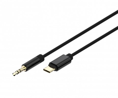 Kabel USB typu C do stereo 3.5 mm AUX, 1.5 m, czarny