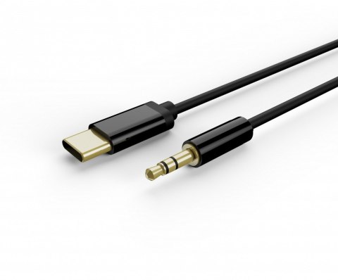 Kabel USB typu C do stereo 3.5 mm AUX, 1.5 m, czarny